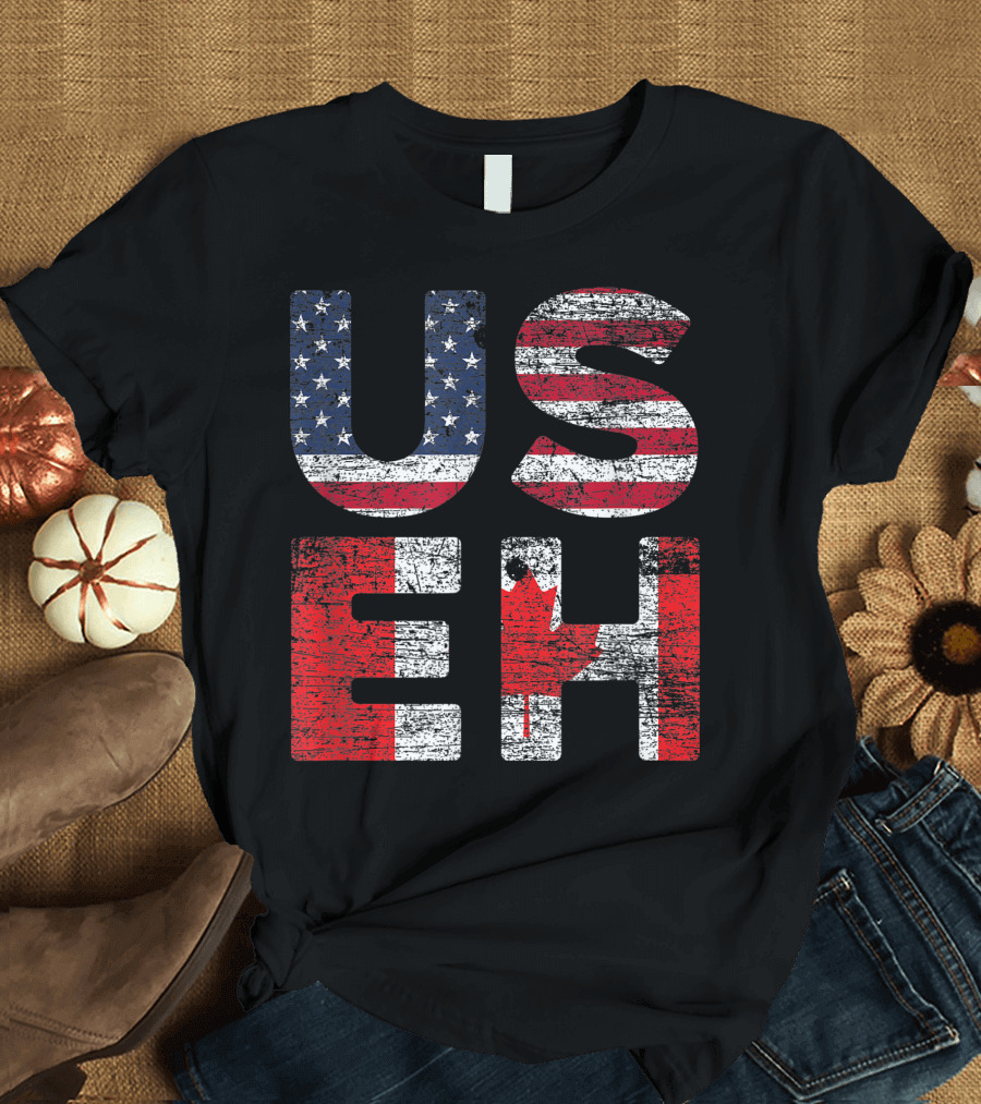 Canadian Pride American USA US Flag Canada USEH T-Shirt