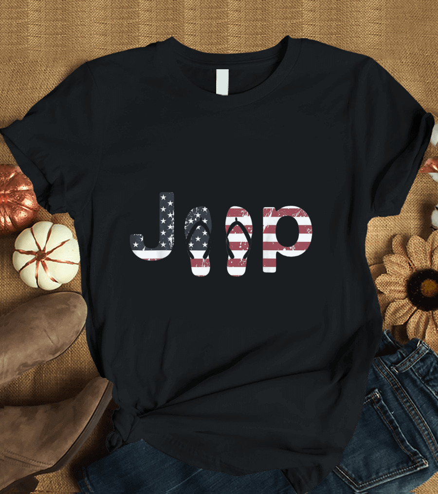 Jeep American Flag Flip Flops 4th Of July Driver T-Shirt