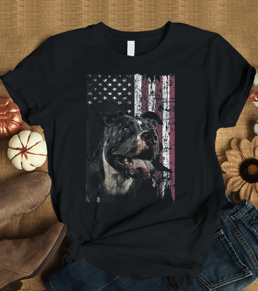 4th Of July Independence Day Pitbull American Flag Vintage T-Shirt