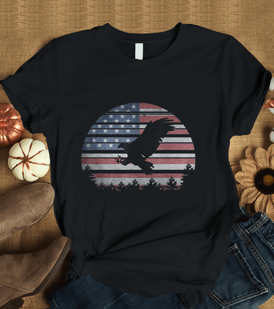 Vintage American Flag Eagle with Stars and Stripes Patriotic 4th of July T-Shirt