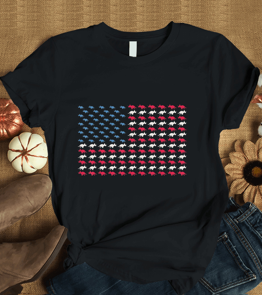 Dinosaur American Flag T-Rex USA 4th of July Patriotic T-Shirt