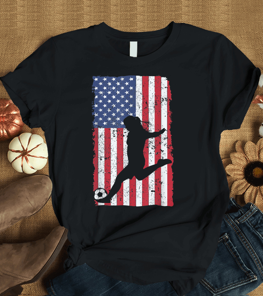 Cool USA Soccer American Flag Patriotic 4th of July T-Shirt