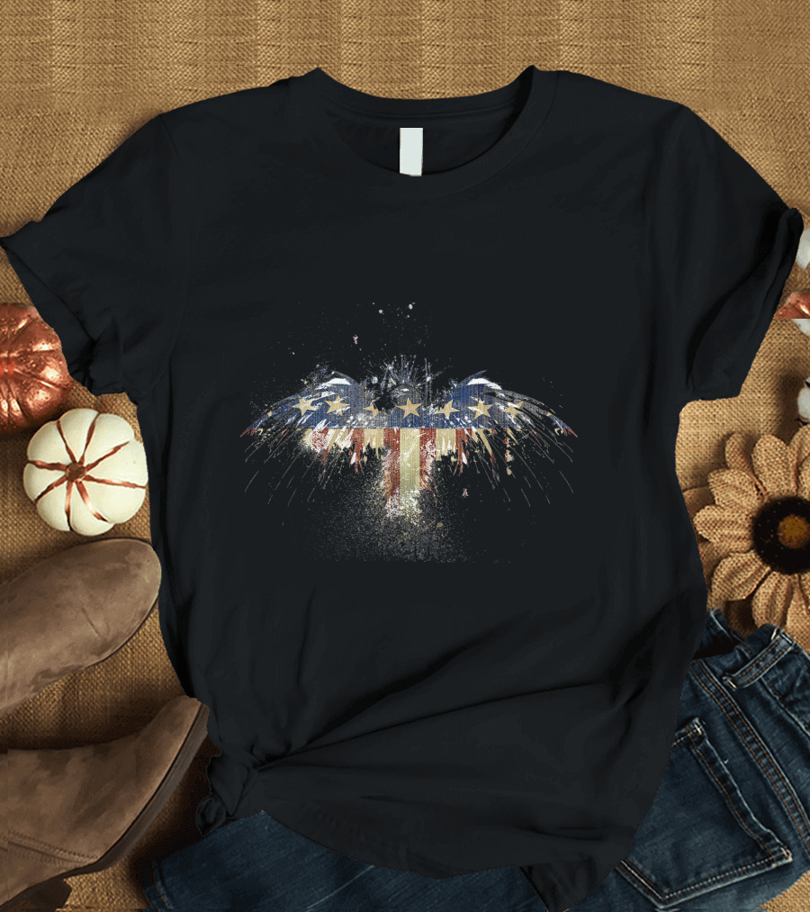 American Flag Eagle Burst Stars and Stripes Explosion T-Shirt