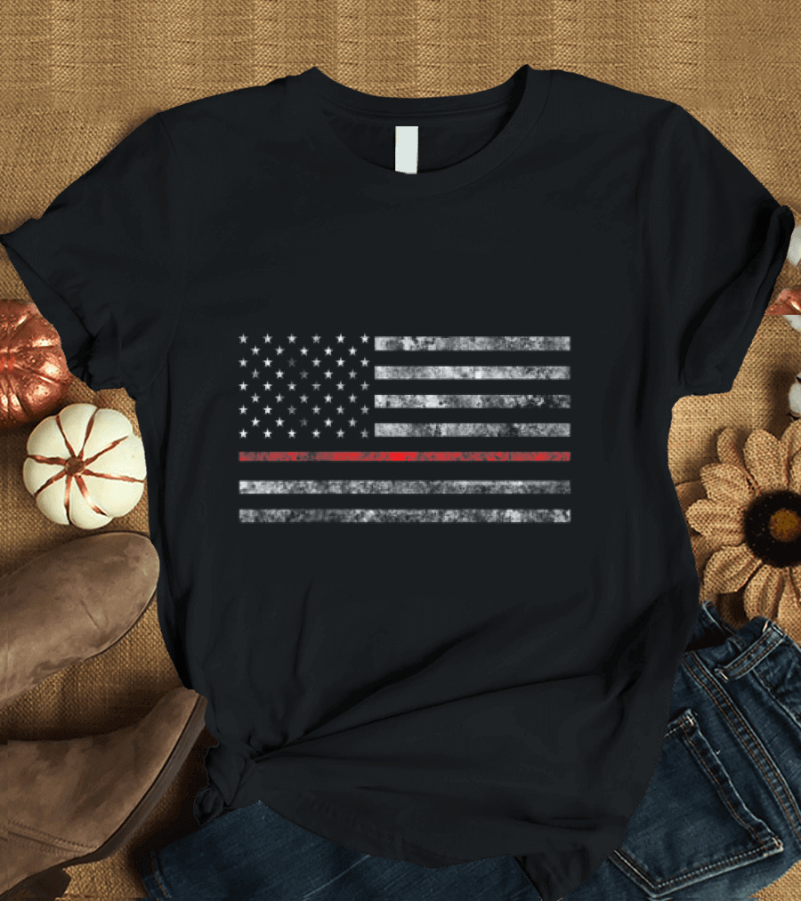 Thin Red Line American Flag Firefighter Long Sleeve T T-Shirt