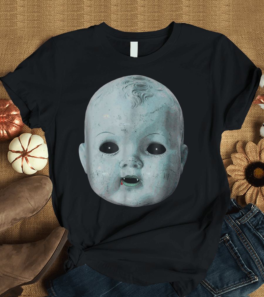 Creepy Scary Halloween Doll Head Vampire Baby T-Shirt