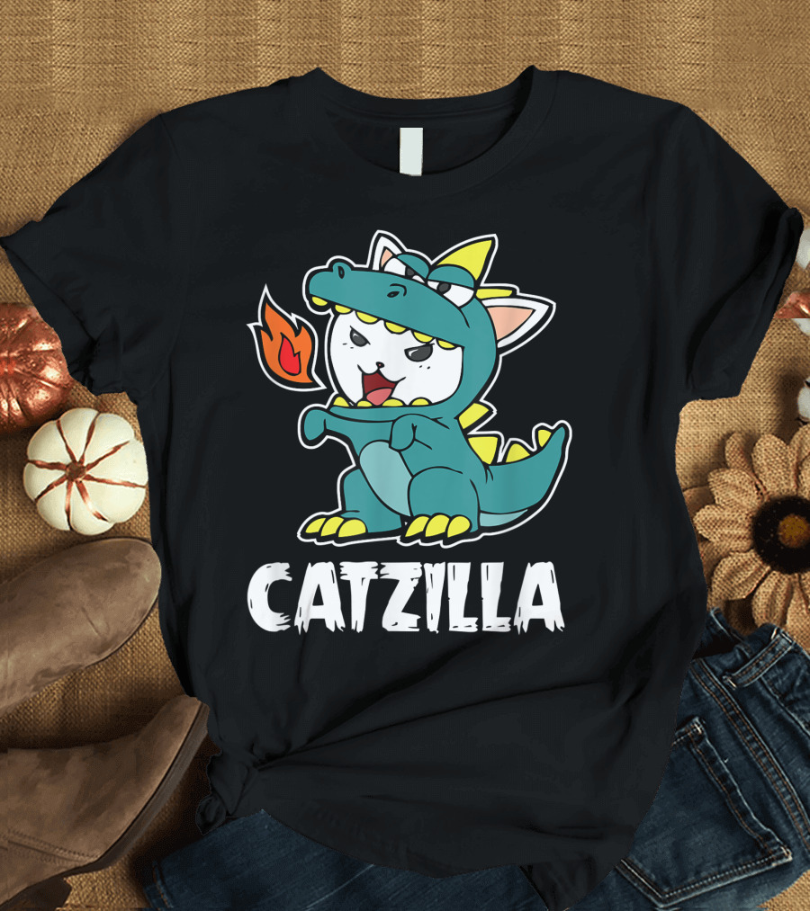 Catzilla Cute Fire-Breathing Kitten Dragon T-Shirt