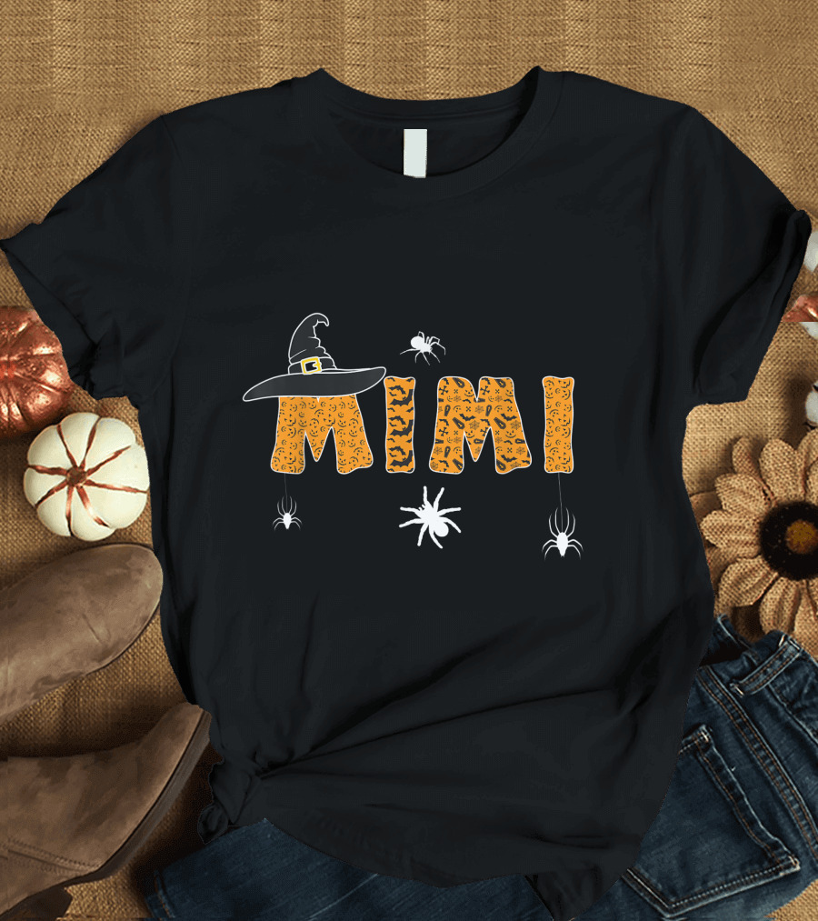 Funny Halloween Witches Hat Scary Mimi Grandma Boo Spiders T-Shirt