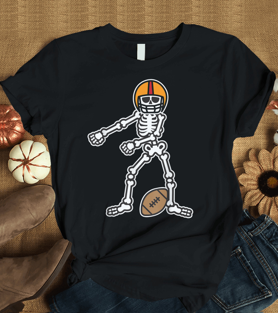 Flossing Skeleton Football Player with Helmet and Ball T-Shirt