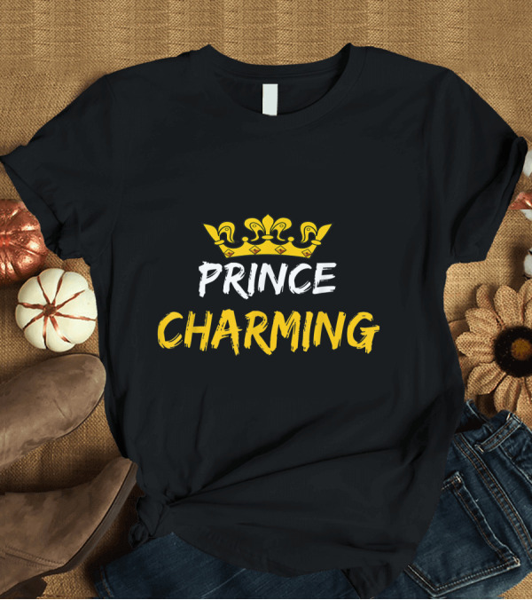 T-Shirt: Prince Charming Costume Crown Halloween Text T-Shirt Prince Charming Costume Crown Halloween Text T-Shirt