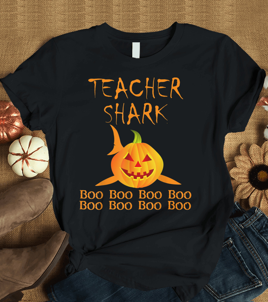 Teacher Shark Boo Boo Boo Boo Pumpkin Halloween T-Shirt