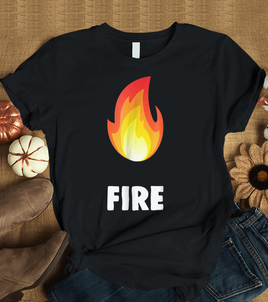 Twins Couples Matching Halloween Costumes Fire Flame T-Shirt