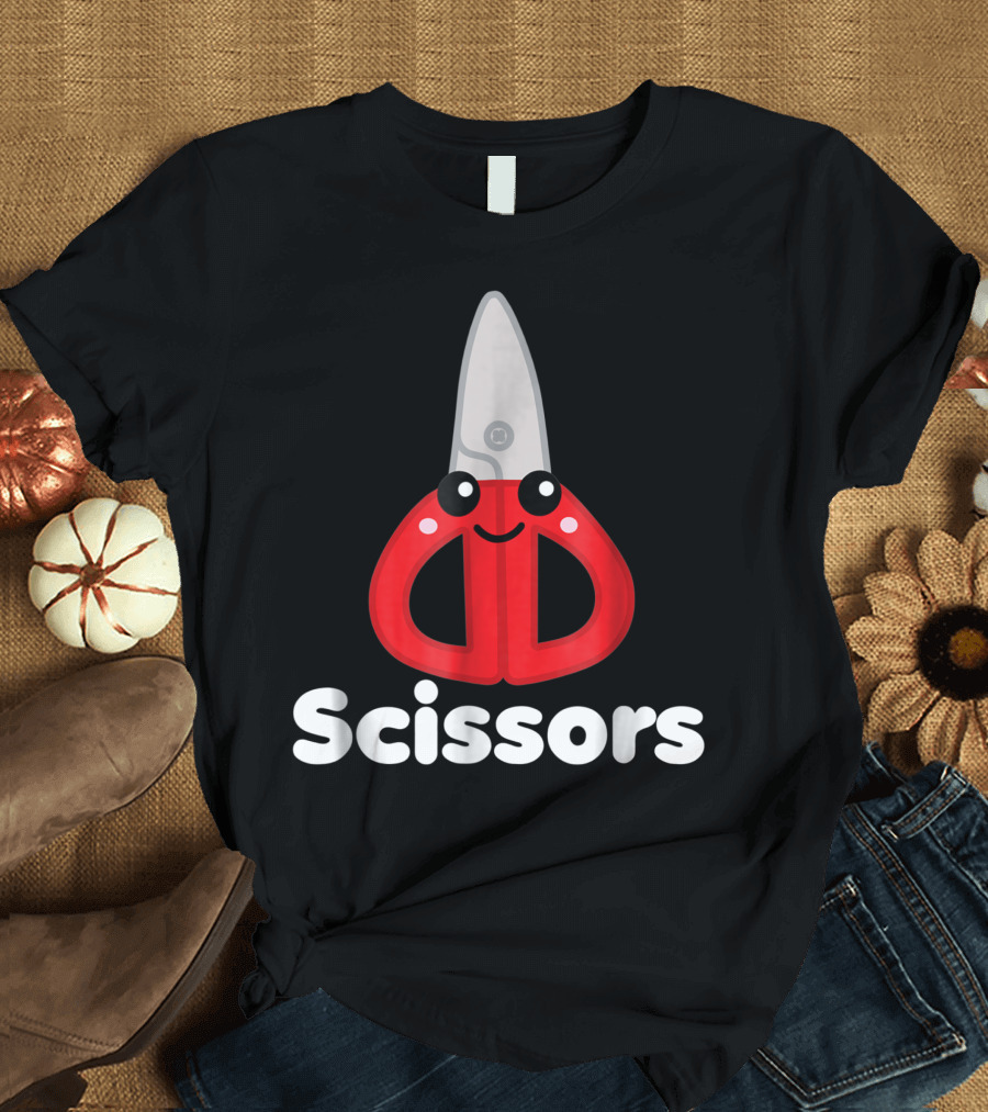 Rock Paper Scissors Group Halloween Costume Dark Scissors Red Character T-Shirt