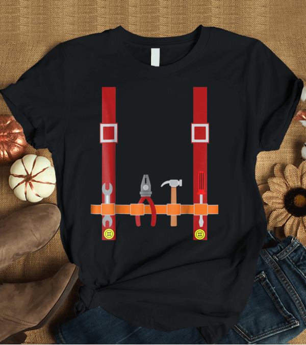 T-Shirt: Men's Plumber Costume Halloween Fancy Dress Up Tool Belt Wrench Pliers Hammer Screwdriver T-Shirt Men's Plumber Costume Halloween Fancy Dress Up Tool Belt Wrench Pliers Hammer Screwdriver T-Shirt