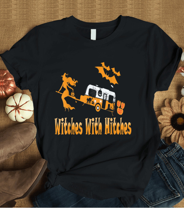 T-Shirt: Witches With Hitches Halloween Camping Adventure with Pumpkins and Bats T-Shirt Witches With Hitches Halloween Camping Adventure with Pumpkins and Bats T-Shirt