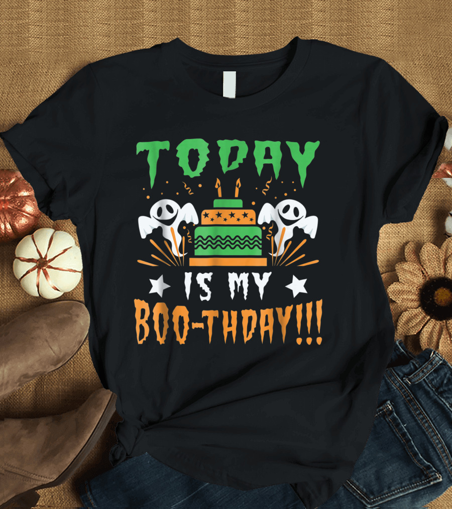 Today Is My Boo Thday Halloween Cake with Ghosts and Stars T-Shirt