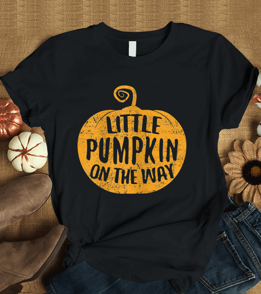 Little Pumpkin On The Way Pumpkin Typography T-Shirt