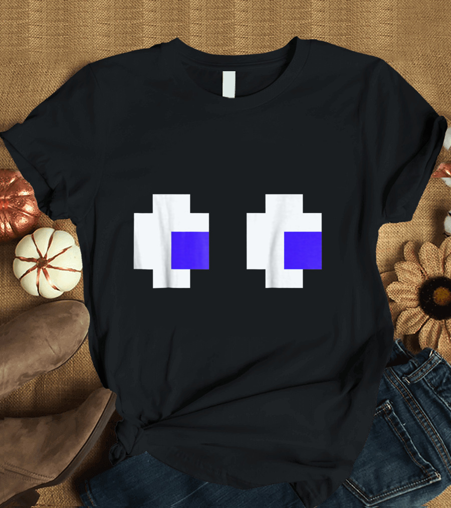Group Ghost Costume Halloween Gamer 8 Bit Pixel Eyes T-Shirt