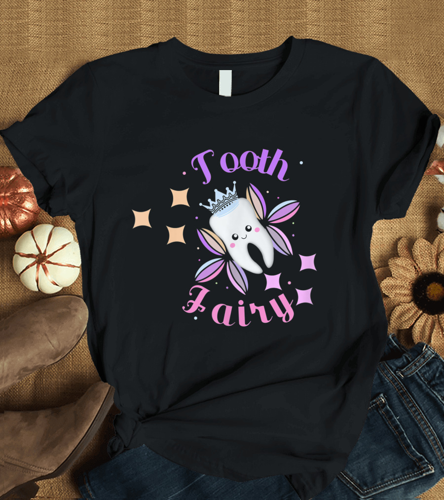 Tooth Fairy Cute Halloween Crown and Stars T-Shirt