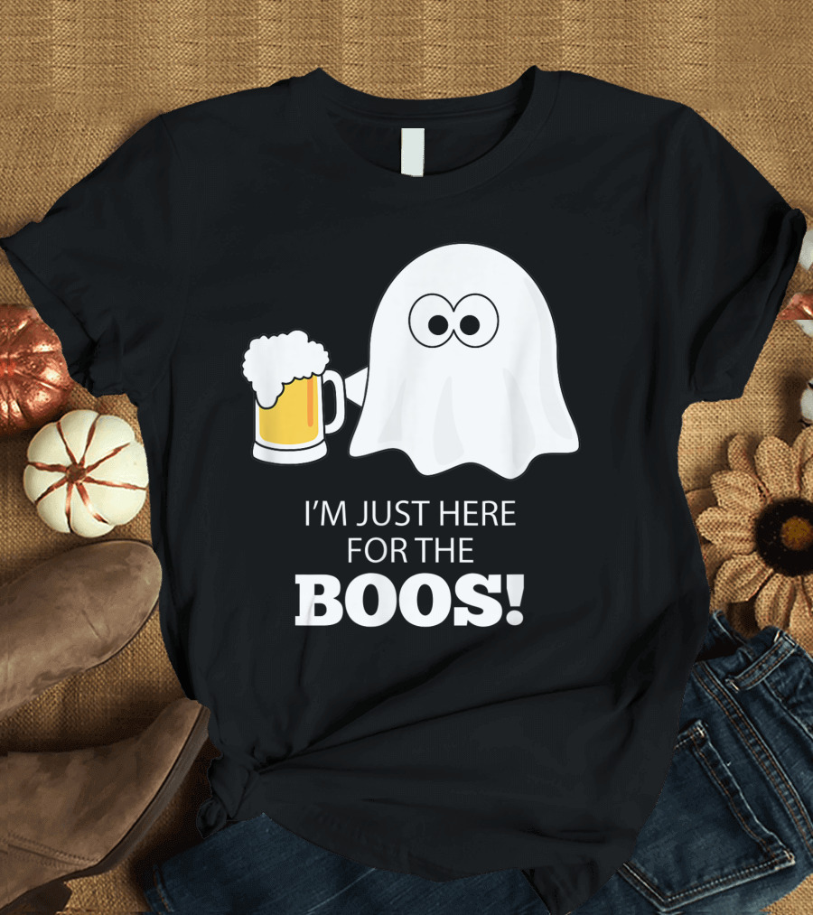 I'm Just Here for the Boos Halloween Drinking Ghost and Beer T-Shirt