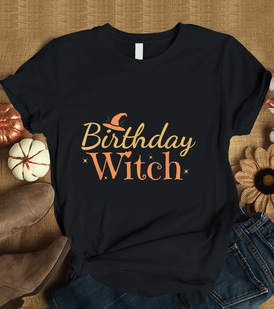 Birthday Witch Hat Stars T-Shirt
