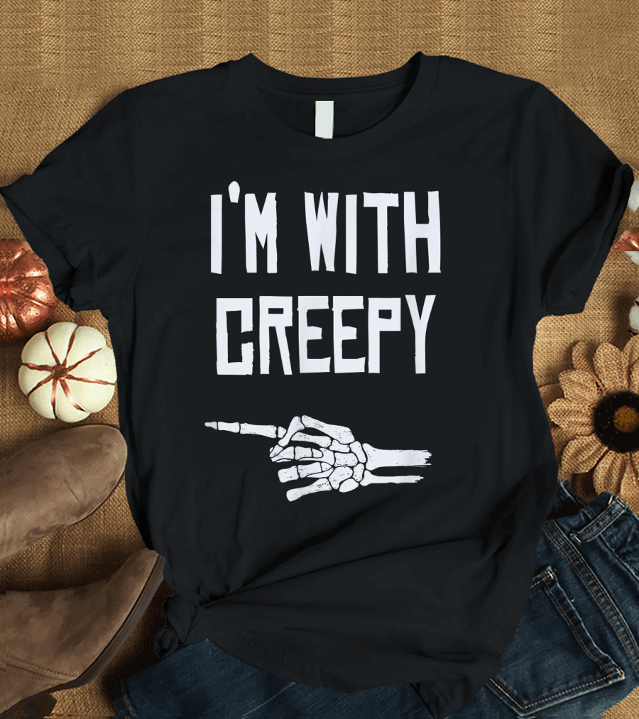 I'm With Creepy Skeleton Hand Pointing T-Shirt