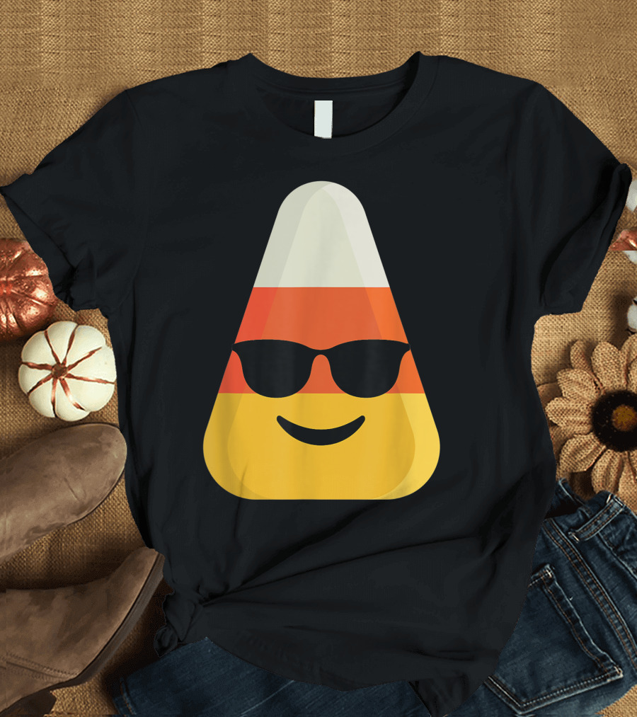 Candy Corn Emoji with Cool Sunglasses T-Shirt