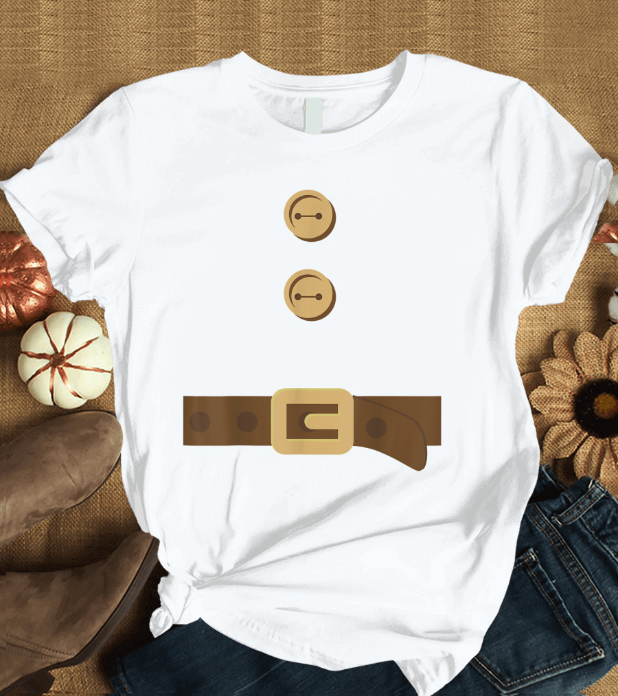 Dwarf Peasant Lumberjack Halloween Costume Belt and Buttons T-Shirt