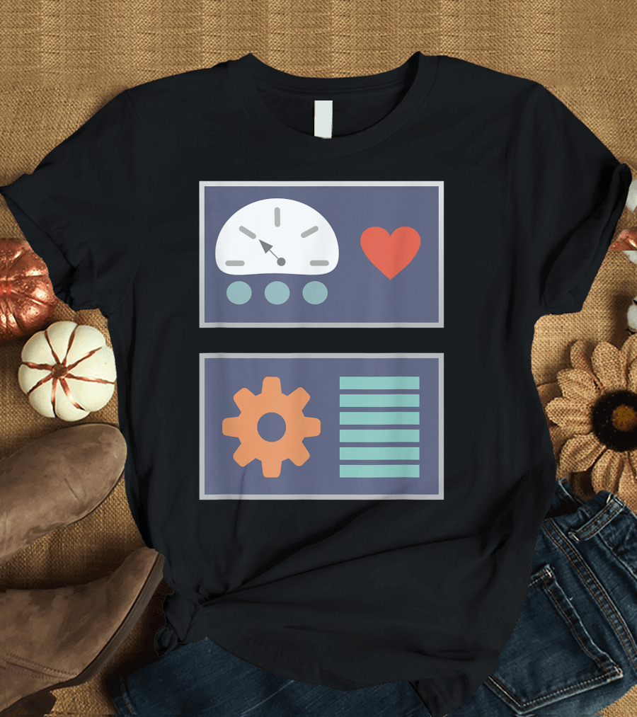 Robot Heart and Gear Dashboard Halloween Costume Dress Up T-Shirt