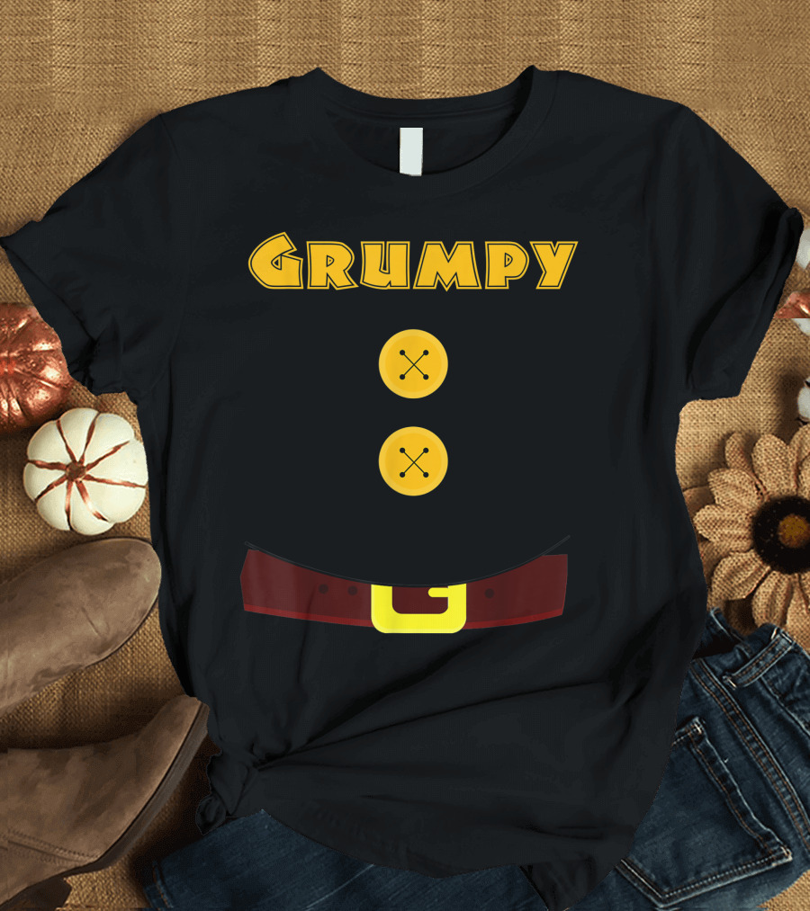 Grumpy Dwarf Red Halloween Costume with Buttons and Belt T-Shirt