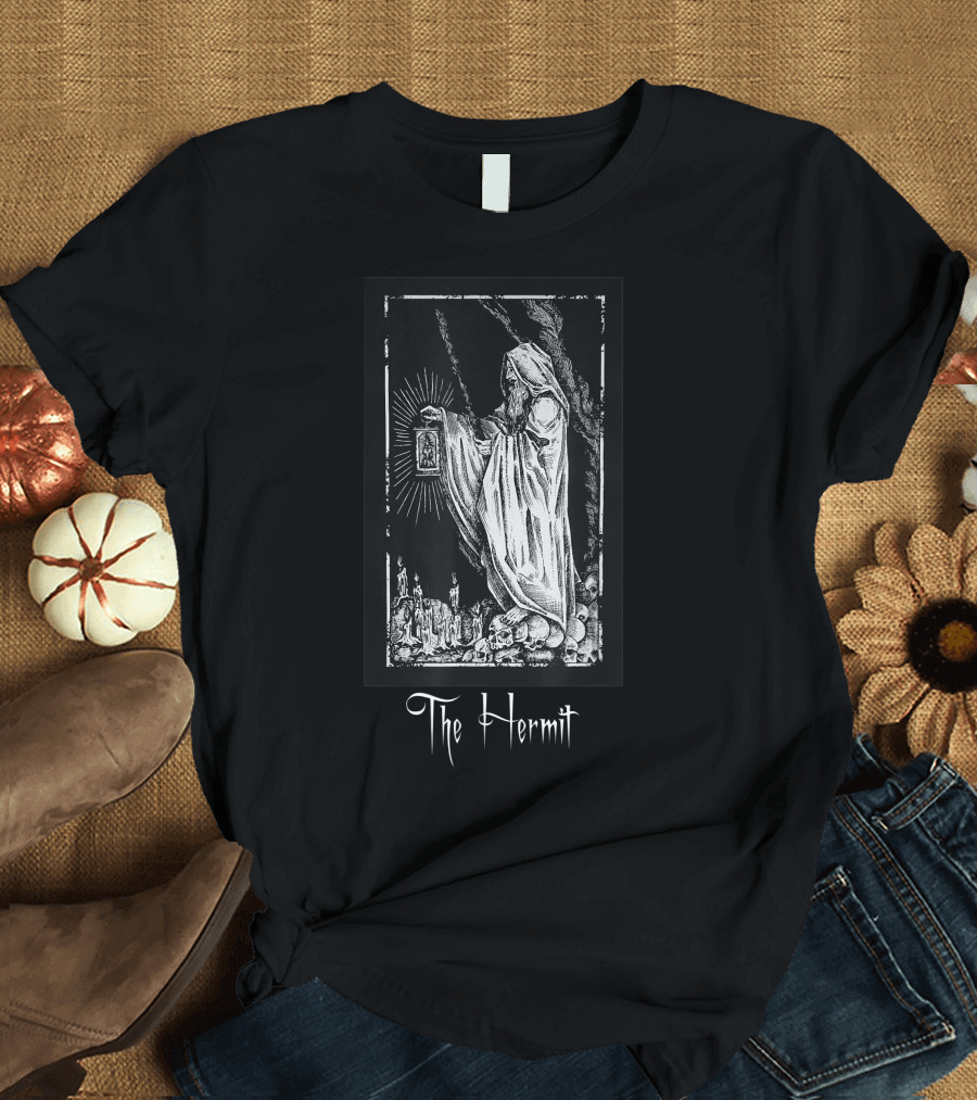 The Hermit Tarot Card Grim Reaper Gothic Halloween Goth T-Shirt