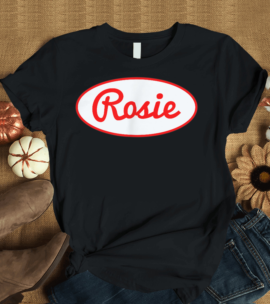 Rosie The Riveter Logo Style Red Lettering T-Shirt