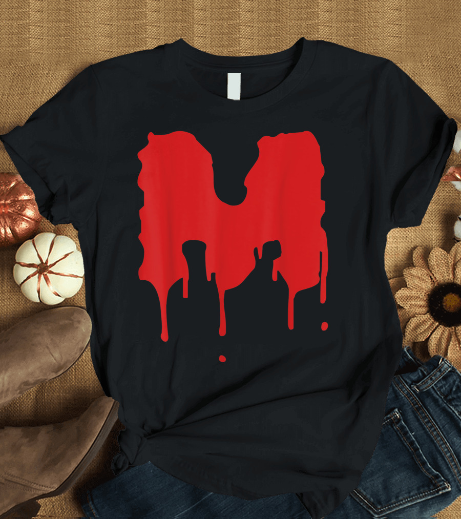 Blood Dripping Letter M Alphabet Group Easy DIY Costume for Halloween T-Shirt