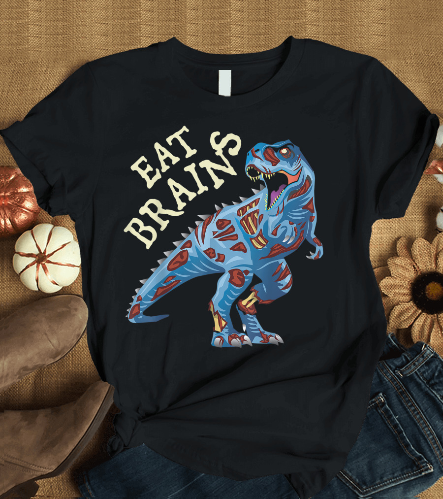 ZombieRex Eat Brains Dinosaur Halloween T-Shirt