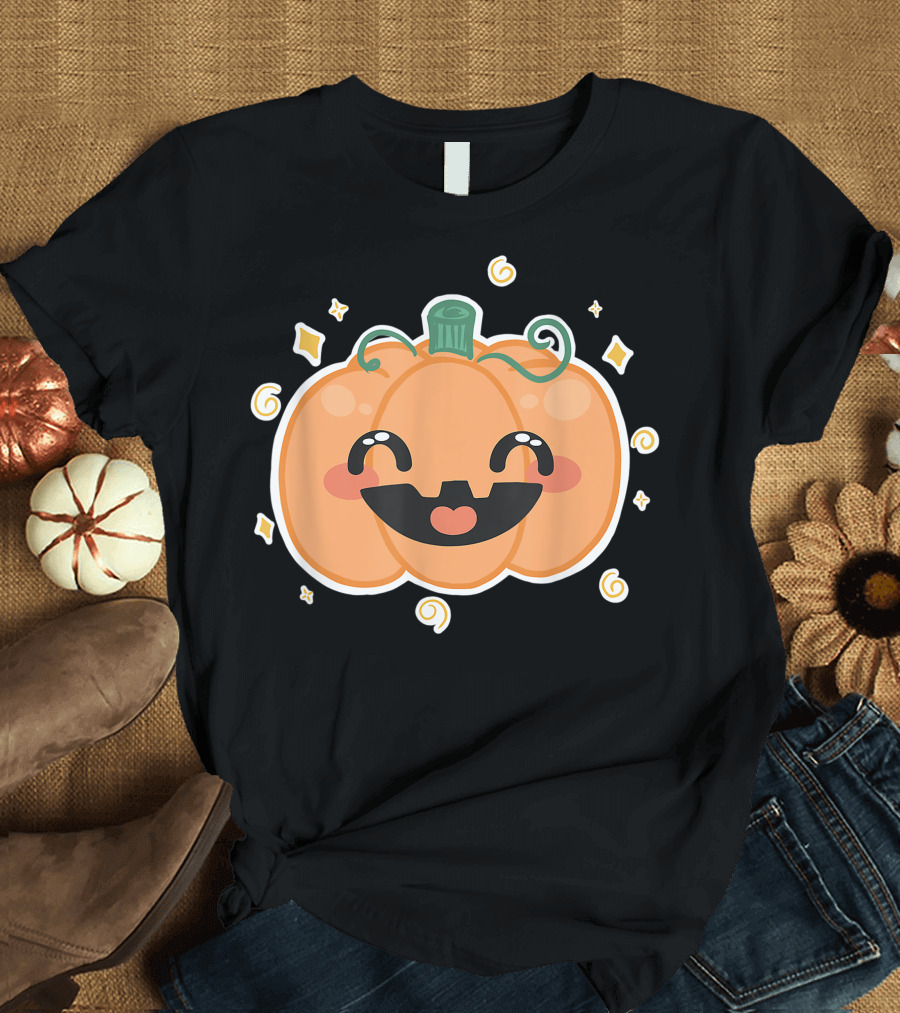Cute Smiling Halloween Jack O Lantern Pumpkin Autumn T-Shirt