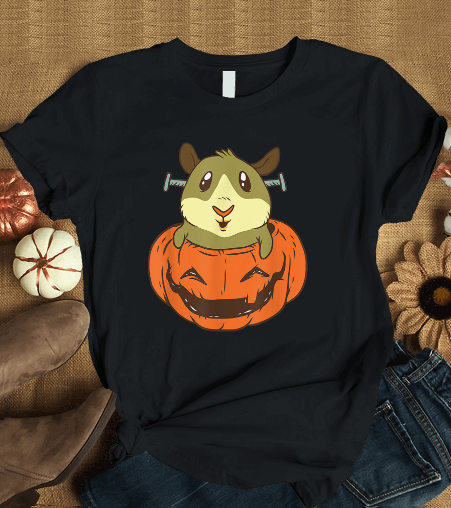 Halloween Pumpkin Guinea Pig Frankenstein's Monster Costume T-Shirt