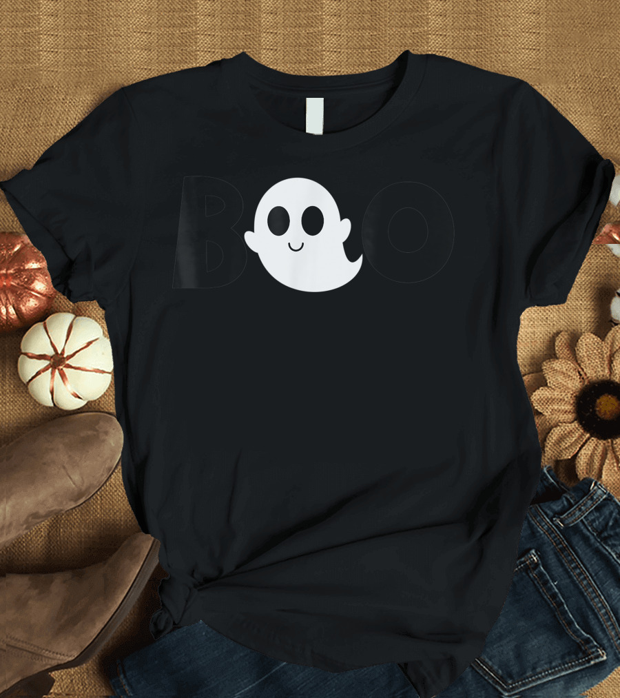 Boo Happy Ghost Funny Halloween T-Shirt