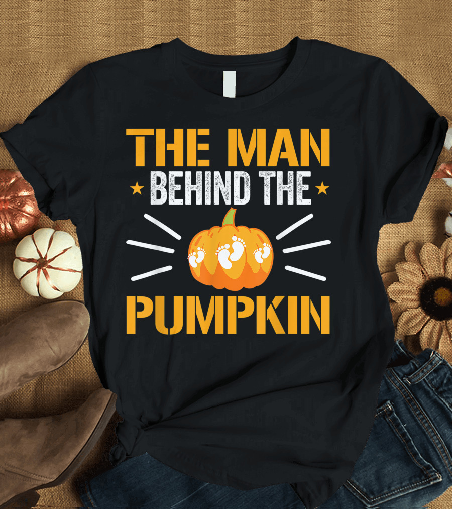 The Man Behind The Pumpkin New Dad Halloween Expecting T-Shirt