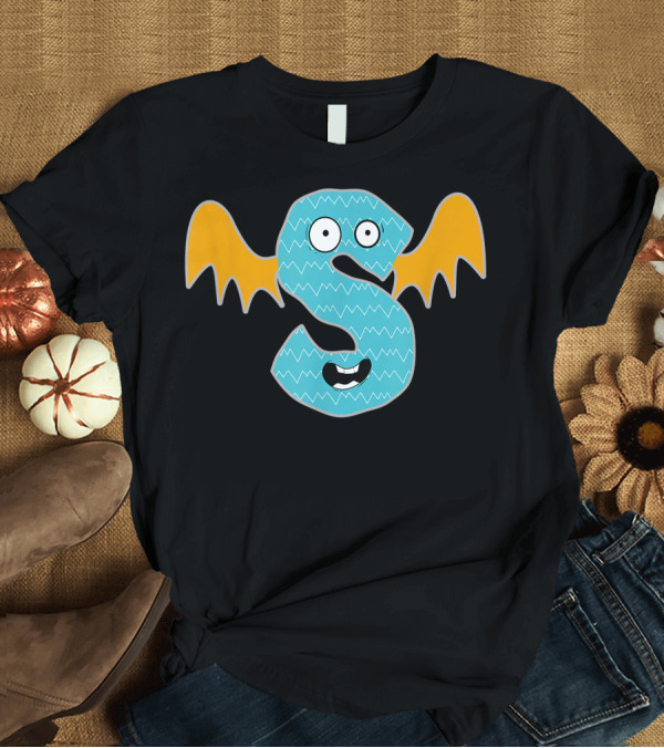T-Shirt: Alphabet's Monster S Cute Fun Scary Creature Monogram Initial T-Shirt Alphabet's Monster S Cute Fun Scary Creature Monogram Initial T-Shirt
