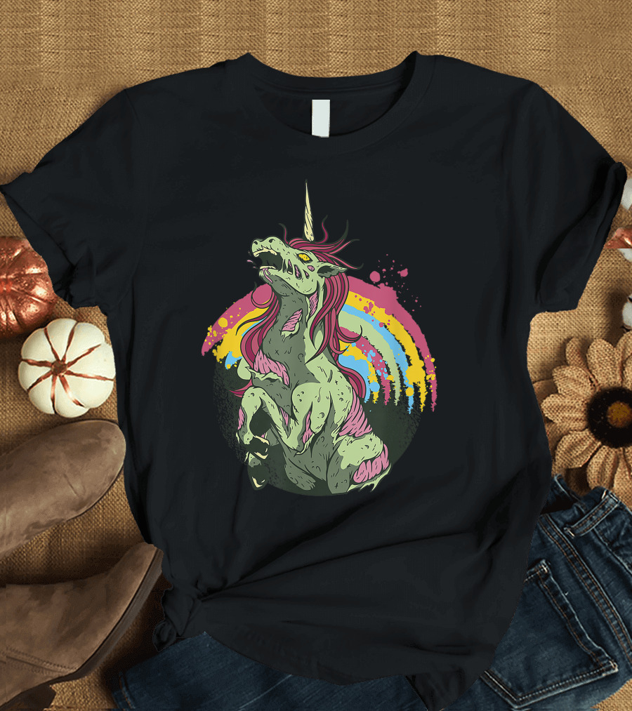 Zombie Unicorn Zombicorn Halloween Rainbow T-Shirt
