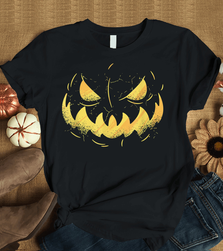 Halloween Spooky Evil Pumpkin Face T-Shirt