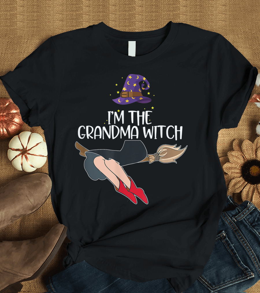 I'm the Grandma Witch Halloween Matching Group Broomstick Hat Stars T-Shirt