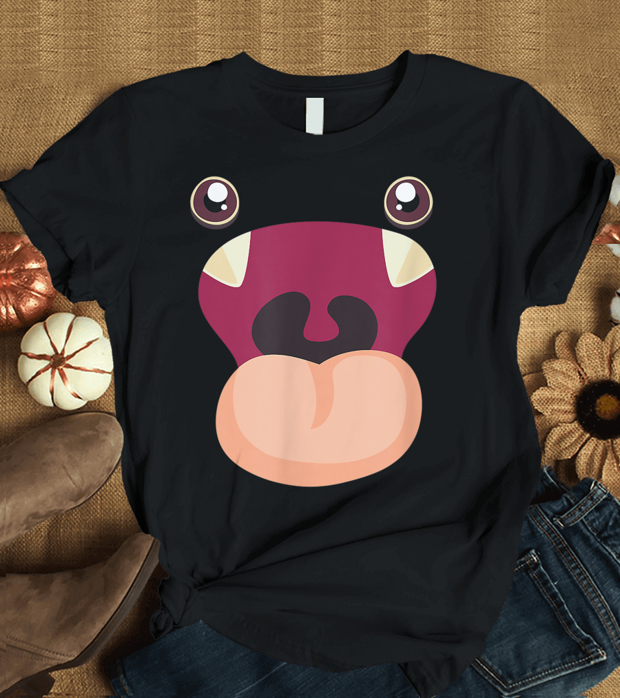 Red Monster Face with Big Eyes Funny Matching Halloween T-Shirt