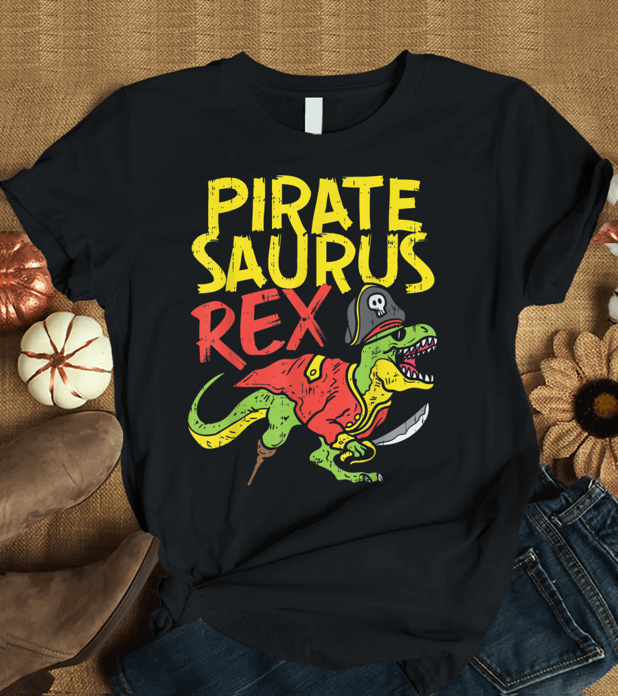 Pirate Saurus Rex Dinosaur Funny Halloween Boys Costume T-Shirt