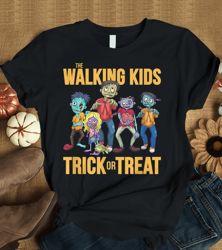The Walking Kids Trick Or Treat Zombie Halloween Funny Cute T-Shirt