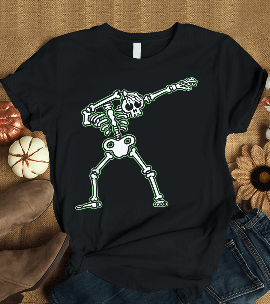 Dabbing Skeleton Kids Funny Halloween Costume Boys Dab Skeleton Dance T-Shirt