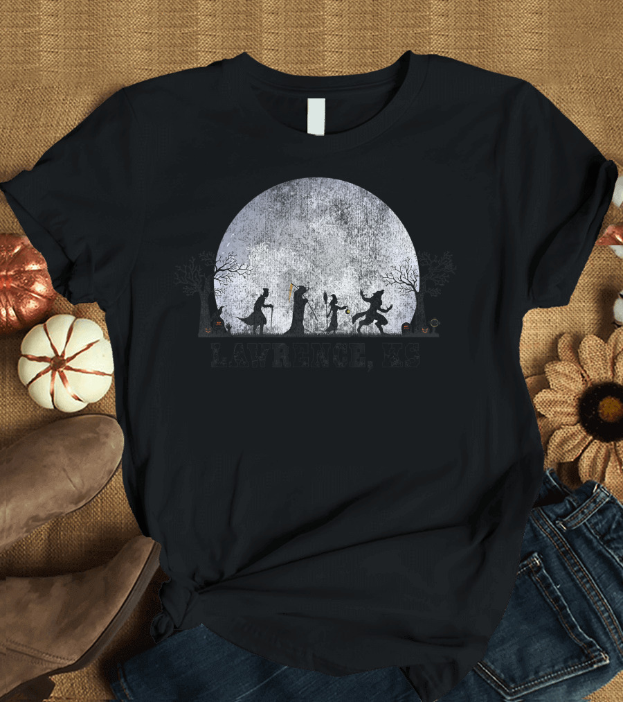 Lawrence KS Vintage Halloween Full Moon T-Shirt