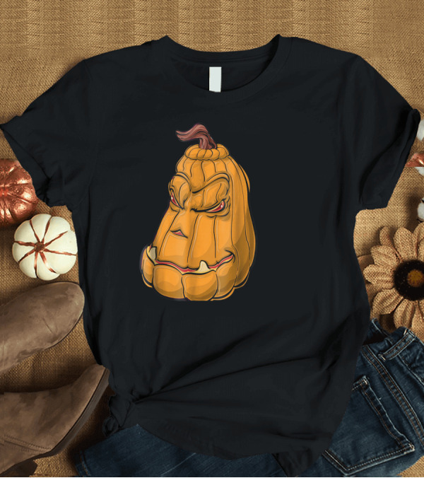 T-Shirt: Big Face Pumpkin Halloween Is Coming Villainous Gourd Expression T-Shirt Big Face Pumpkin Halloween Is Coming Villainous Gourd Expression T-Shirt