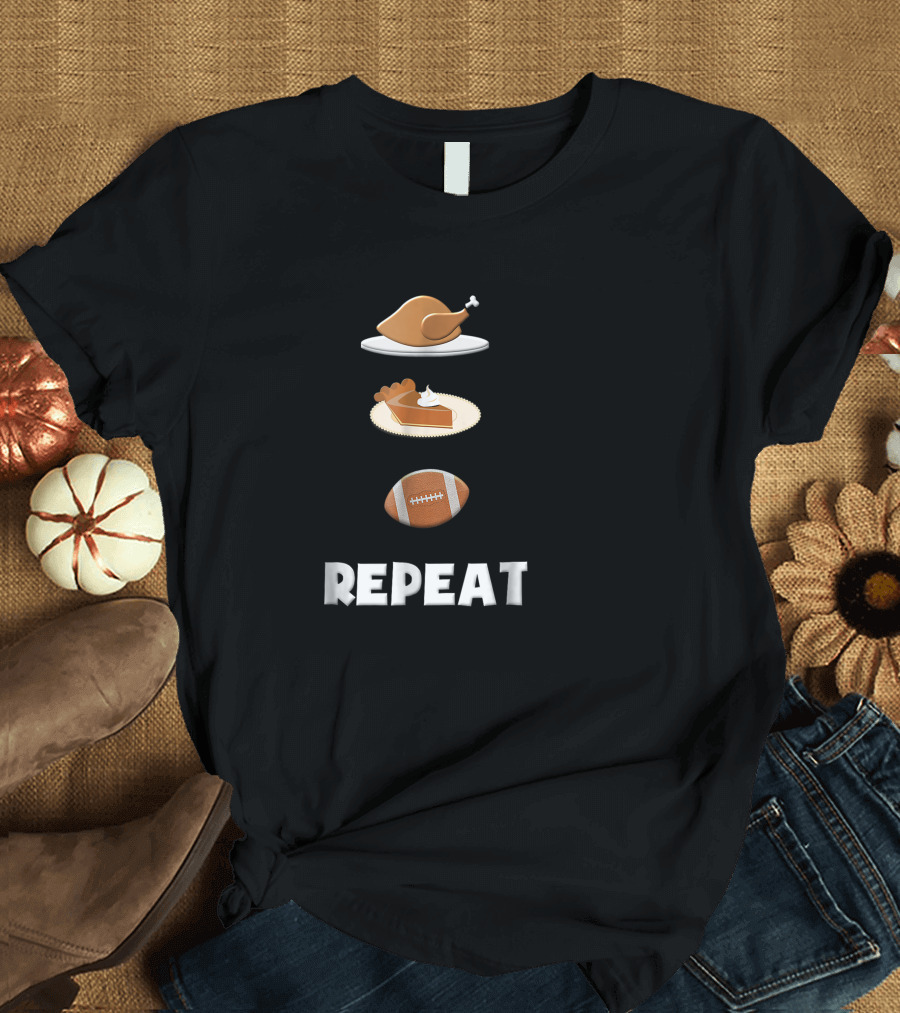 Thanksgiving Eat Sleep Football Turkey Pie Repeat T-Shirt