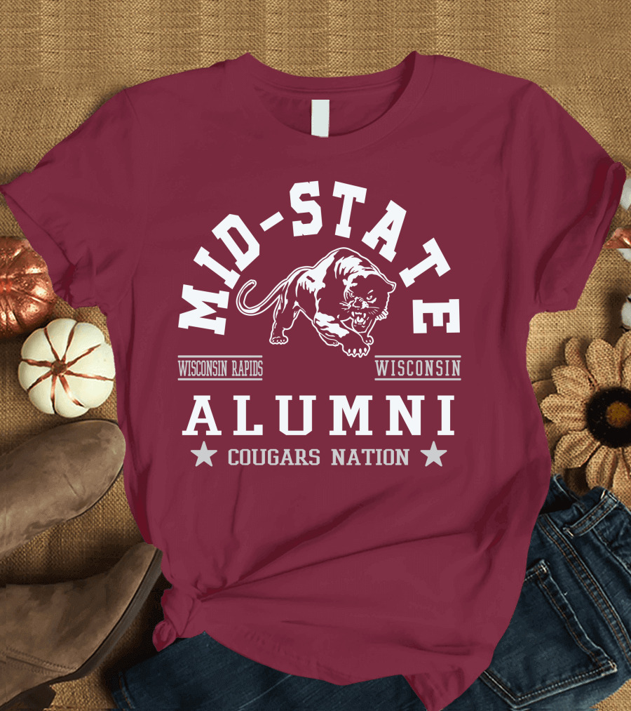 Mid-State Alumni Cougars Nation Wisconsin Rapids Wisconsin T-Shirt