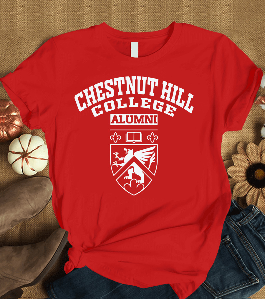 CHC Alumni Chestnut Hill College Crest Griffin Book Fleur-de-lis T-Shirt